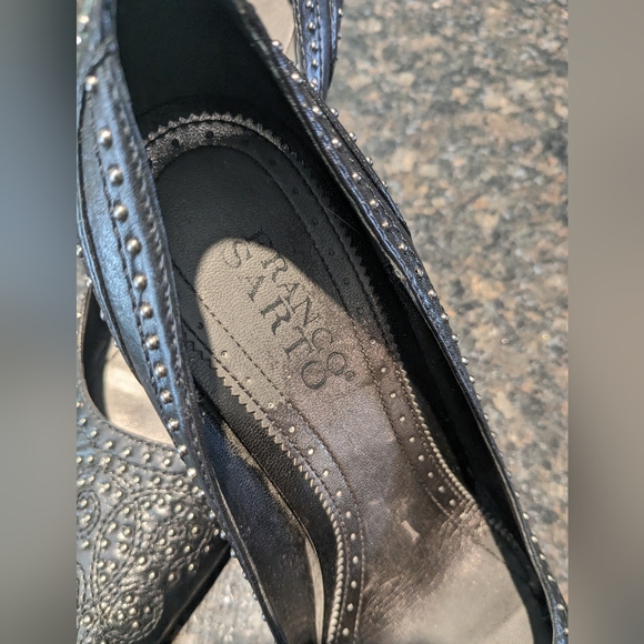 Franco Sarto  Black Pointed Toe Pumps with Silver Stud Details Size 8 1/2 - Picture 3 of 4
